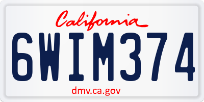 CA license plate 6WIM374