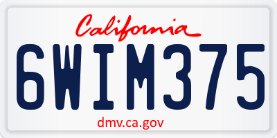 CA license plate 6WIM375