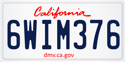 CA license plate 6WIM376