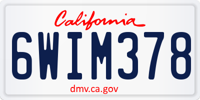 CA license plate 6WIM378
