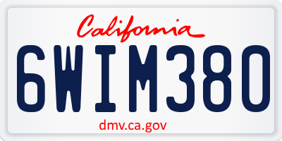 CA license plate 6WIM380