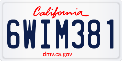 CA license plate 6WIM381