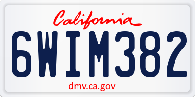 CA license plate 6WIM382