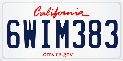 CA license plate 6WIM383