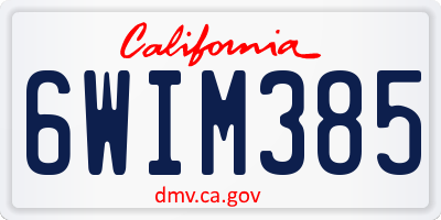 CA license plate 6WIM385
