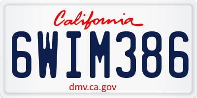CA license plate 6WIM386