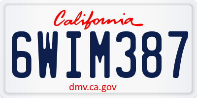 CA license plate 6WIM387