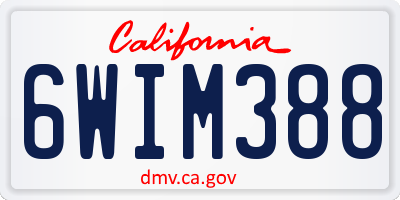 CA license plate 6WIM388