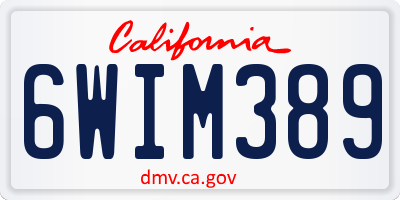 CA license plate 6WIM389