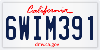 CA license plate 6WIM391