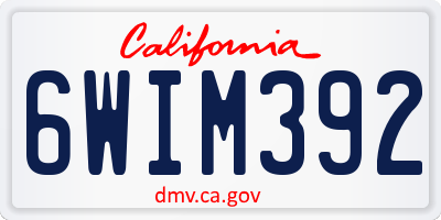 CA license plate 6WIM392