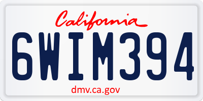 CA license plate 6WIM394