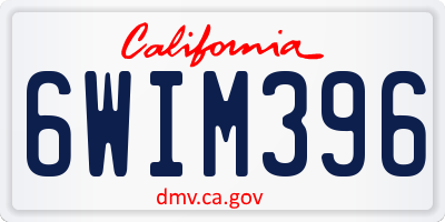 CA license plate 6WIM396