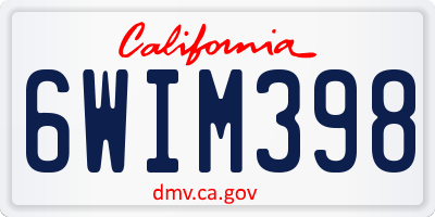 CA license plate 6WIM398