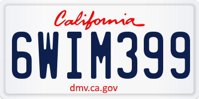 CA license plate 6WIM399