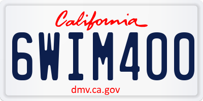 CA license plate 6WIM400