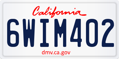 CA license plate 6WIM402