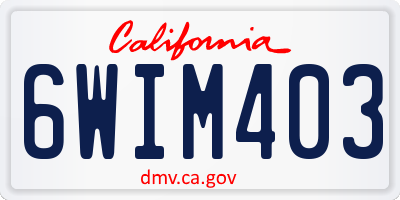 CA license plate 6WIM403