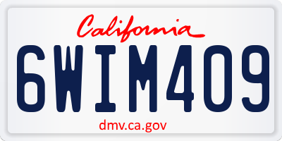 CA license plate 6WIM409