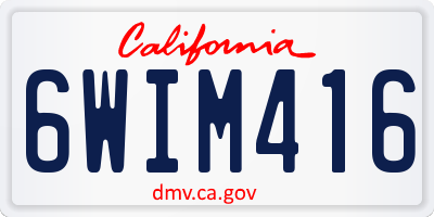 CA license plate 6WIM416