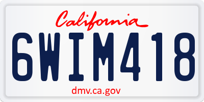 CA license plate 6WIM418
