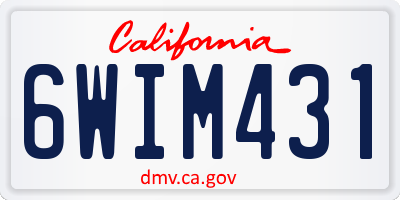 CA license plate 6WIM431