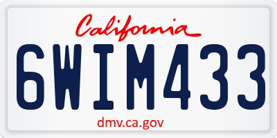 CA license plate 6WIM433