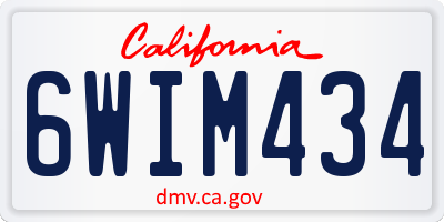 CA license plate 6WIM434