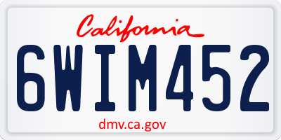 CA license plate 6WIM452
