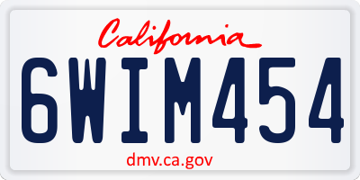 CA license plate 6WIM454