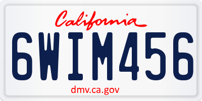 CA license plate 6WIM456