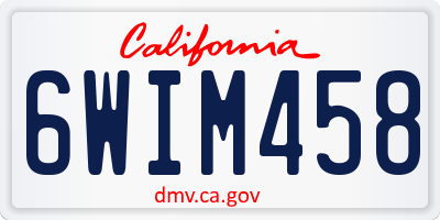 CA license plate 6WIM458