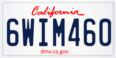 CA license plate 6WIM460
