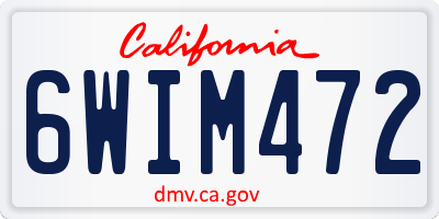 CA license plate 6WIM472