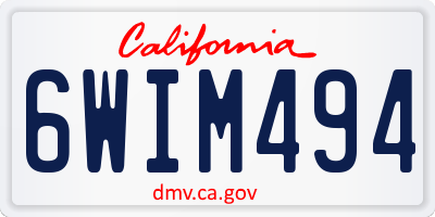CA license plate 6WIM494