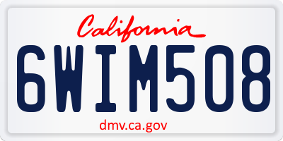 CA license plate 6WIM508