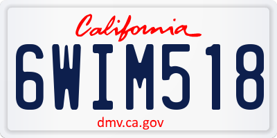 CA license plate 6WIM518
