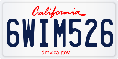 CA license plate 6WIM526