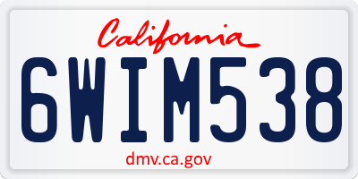 CA license plate 6WIM538