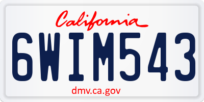 CA license plate 6WIM543