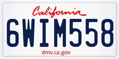 CA license plate 6WIM558