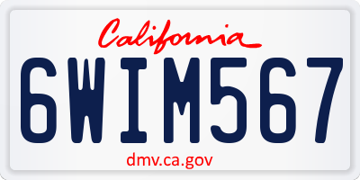 CA license plate 6WIM567