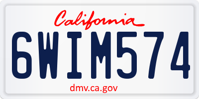 CA license plate 6WIM574