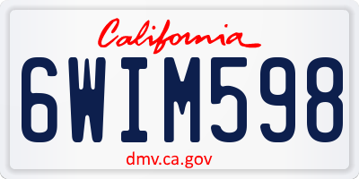 CA license plate 6WIM598