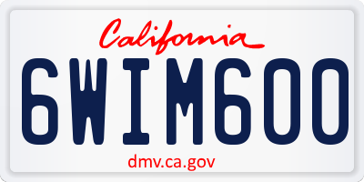CA license plate 6WIM600