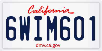 CA license plate 6WIM601
