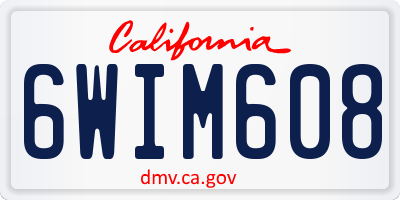 CA license plate 6WIM608