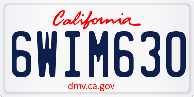 CA license plate 6WIM630