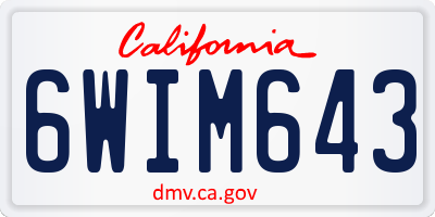CA license plate 6WIM643