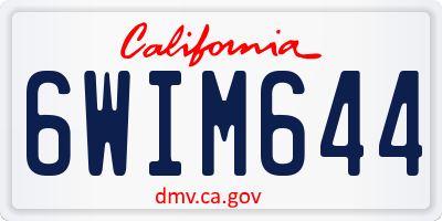 CA license plate 6WIM644
